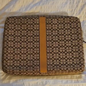 Coach Tan and Brown Signature Laptop Bag